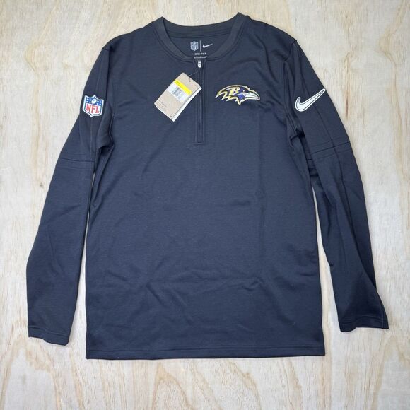 NEW Baltimore Ravens Nike Sideline Lockup Performance 1/4 Zip Top Black Small SM - Picture 1 of 15